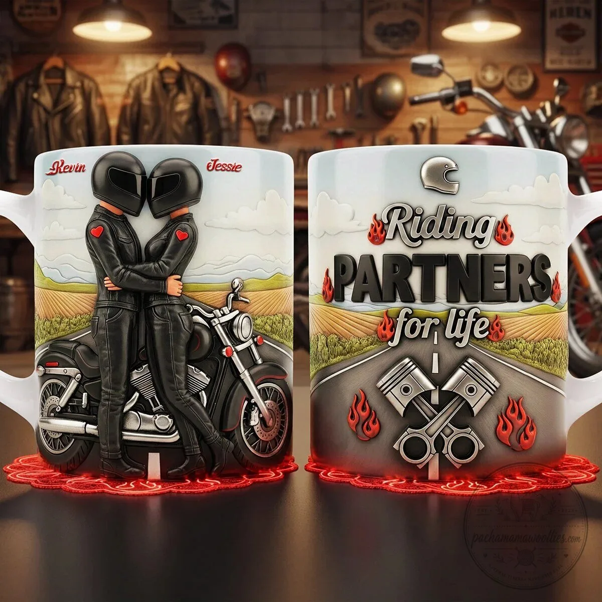 Riding Partners For Life Biker Couple Personalized Coffee Mug