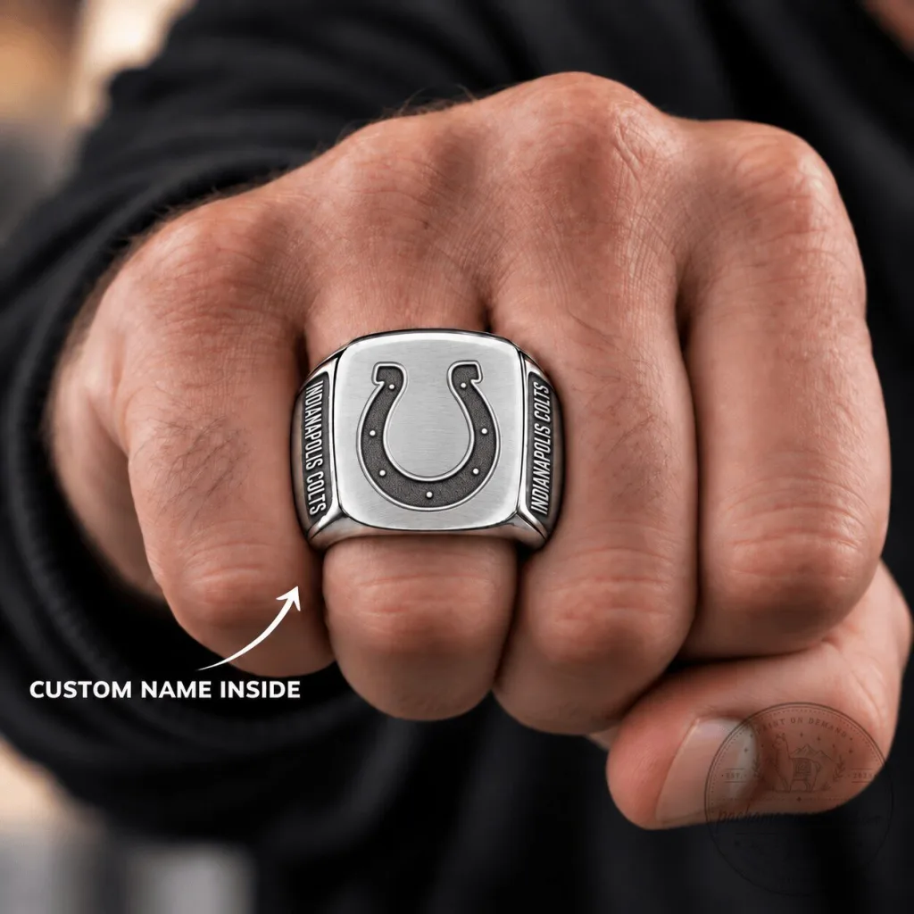Indianapolis Colts NFL Football Team Silver Custom Name Engraved Ring Indianapolis Colts NFL Football Team Silver Custom Name Engraved Ring