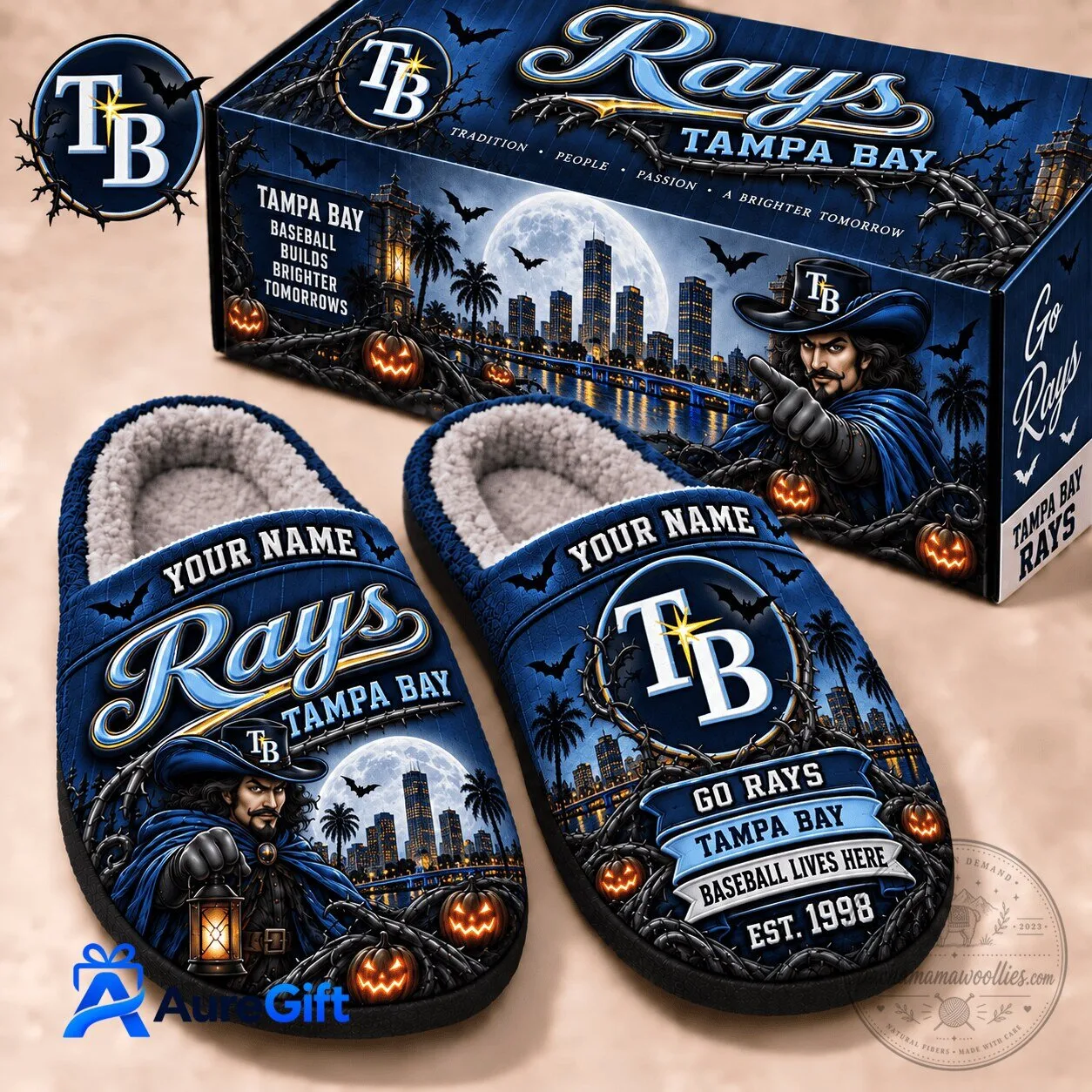 Tampa Bay Rays Halloween Baseball Fan Personalized Cozy Slippers