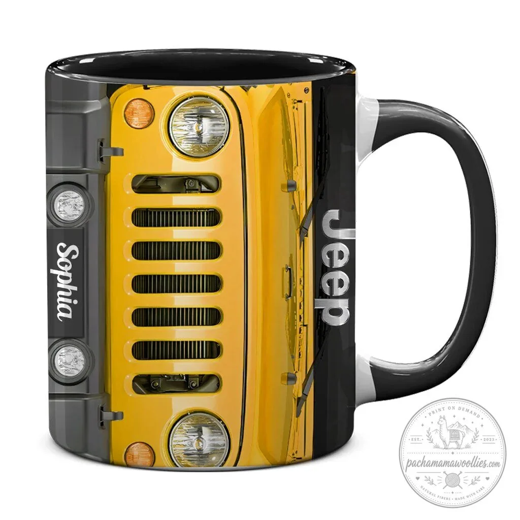 Personalized Jeep Wrangler Yellow Grille Accent Coffee Mug