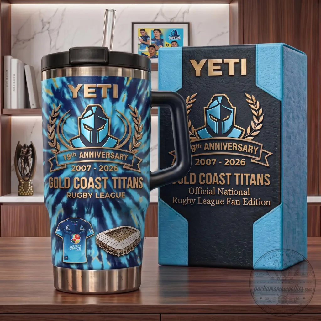 Gold Coast Titans Rugby League 19th Anniversary Yeti Tumbler Gold Coast Titans Rugby League 19th Anniversary Yeti Tumbler