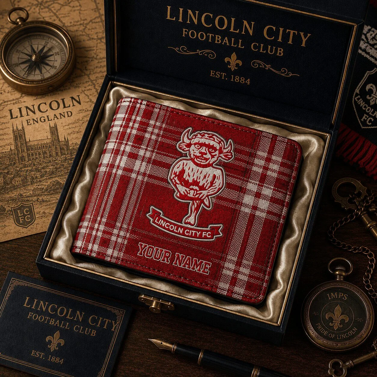 Lincoln City Football Club Red Plaid Wallet