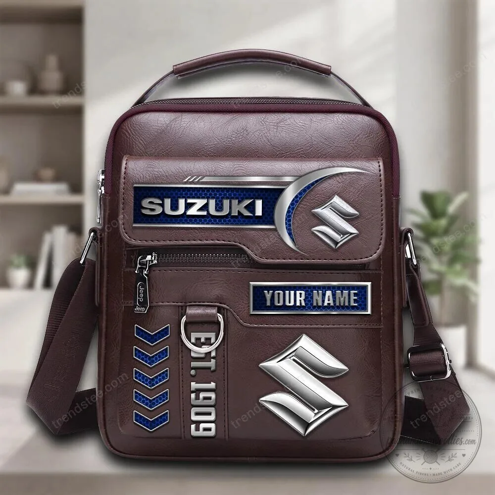 Suzuki Personalized Brown Leather Crossbody Bag