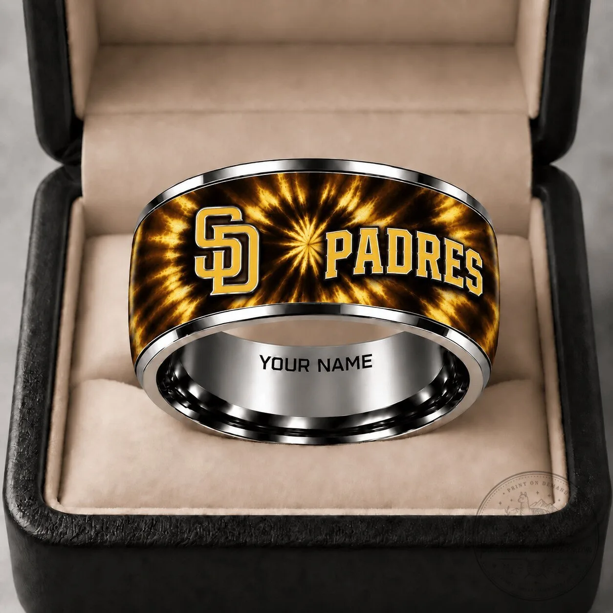 San Diego Padres Baseball Team Tie-Dye Personalized Tungsten Steel Ring