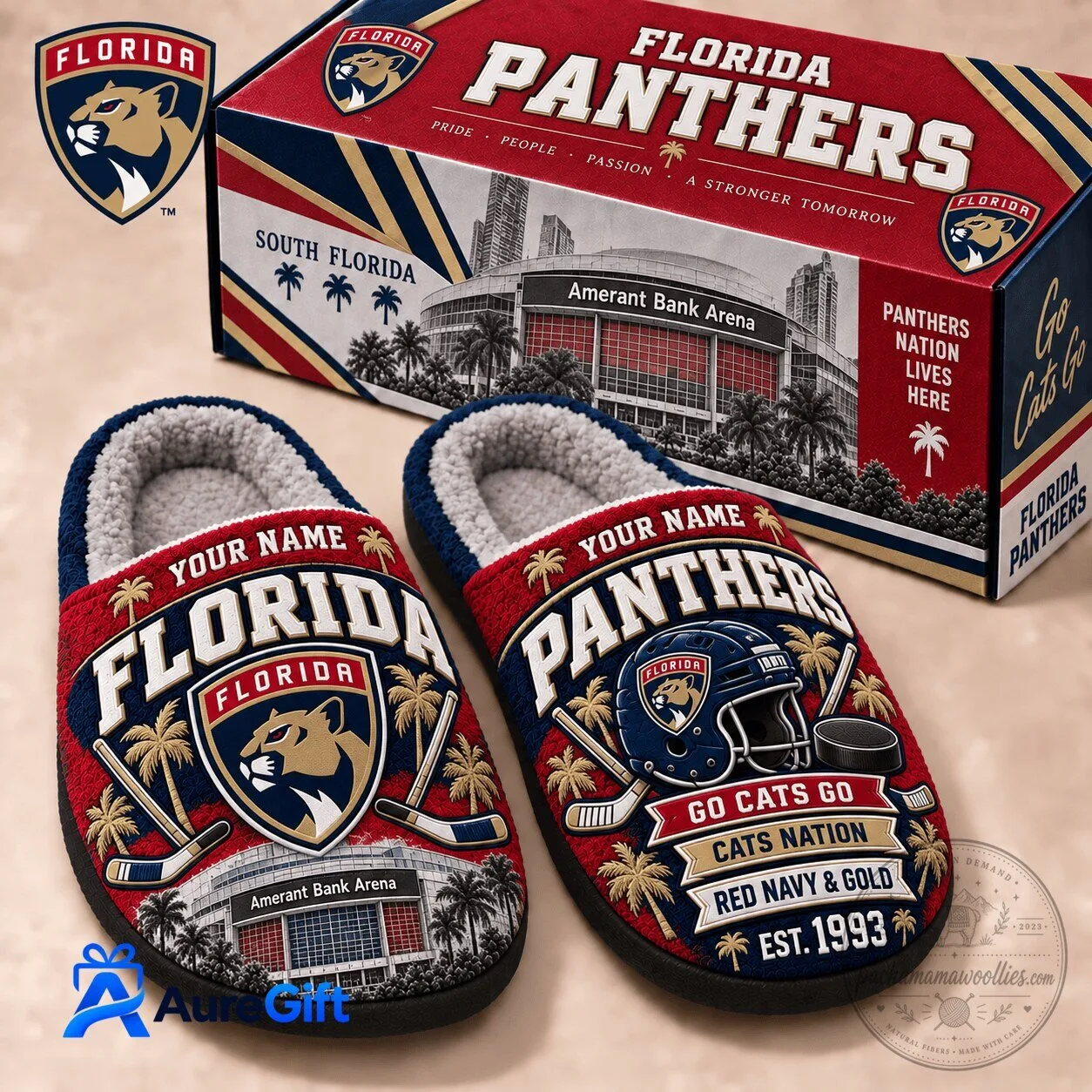Florida Panthers NHL Hockey Team Personalized Indoor Slippers