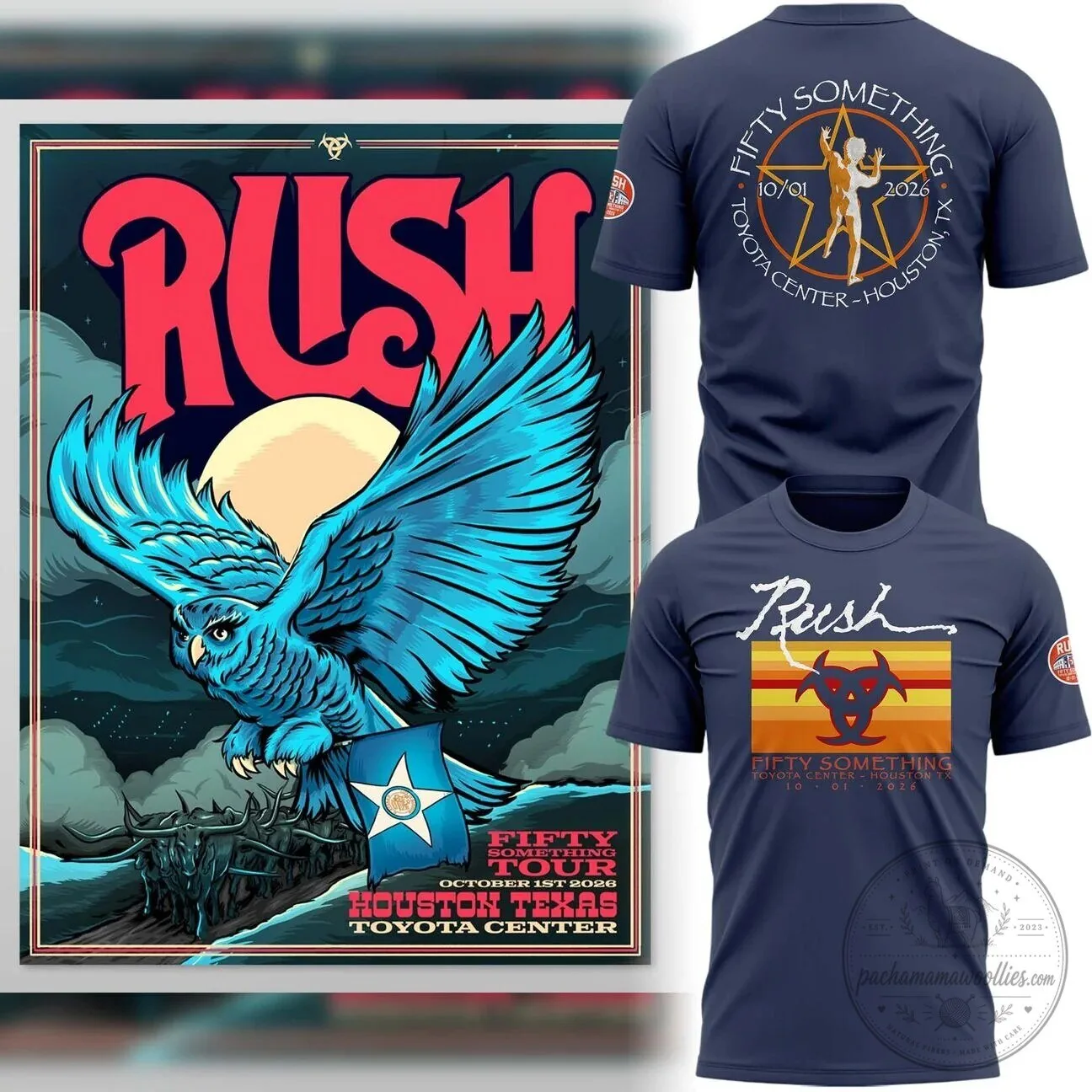 Rush Band Fifty Something Tour 2026 Houston Texas Concert T-Shirt
