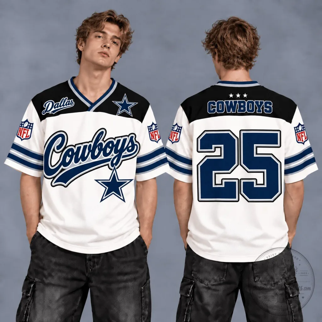 Dallas Cowboys NFL Football Team White and Blue Fan Jersey Shirt Dallas Cowboys NFL Football Team White and Blue Fan Jersey Shirt