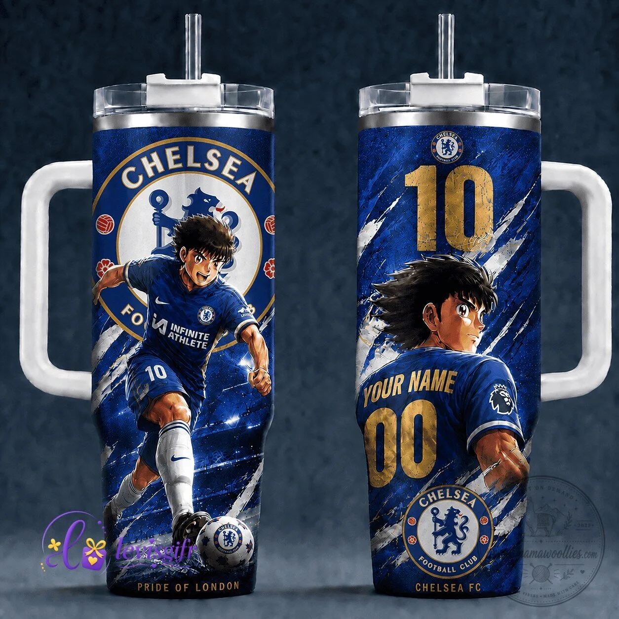 Chelsea Football Club Captain Tsubasa Anime Art Stainless Steel Tumbler
