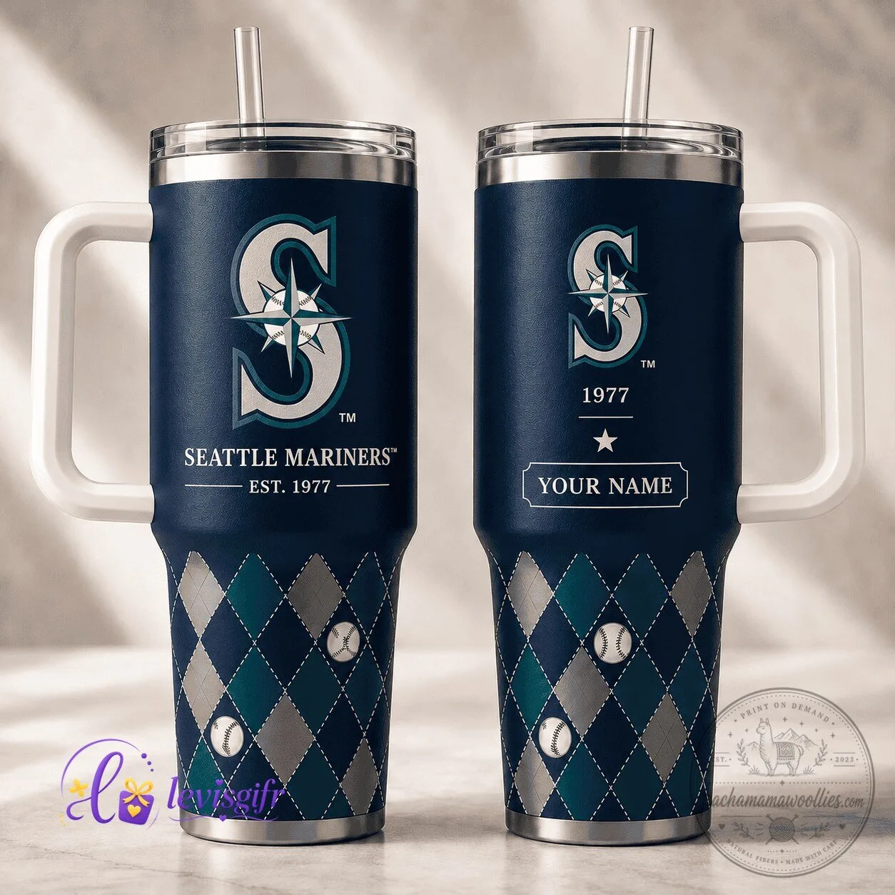 Seattle Mariners Major League Baseball Diamond Pattern Insulated Tumbler