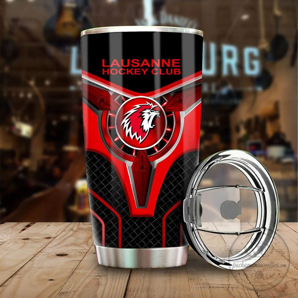 Lausanne Hockey Club Red and Black Geometric Pattern Stainless Steel Tumbler