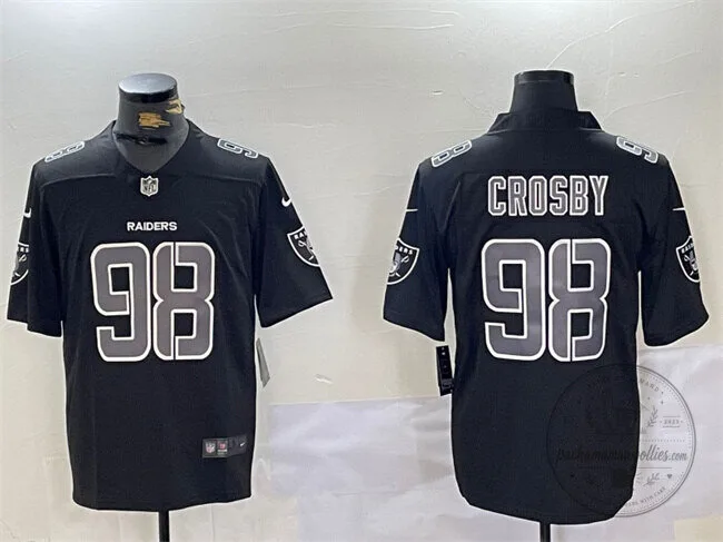 Maxx Crosby Las Vegas Raiders Black Football Jersey Number 98 1 Maxx Crosby Las Vegas Raiders Black Football Jersey Number 98