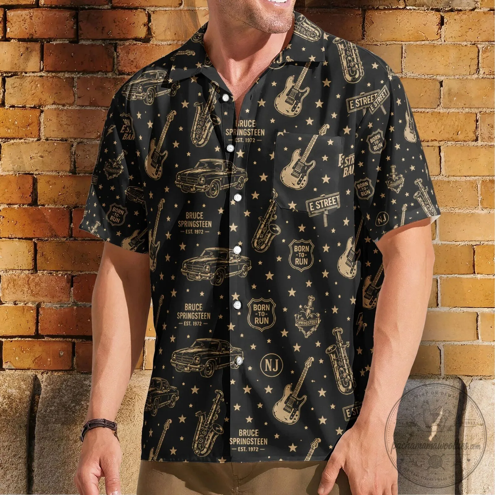 Hawaiian Shirt Featuring Bruce Springsteen's Born to Run Album Artwork