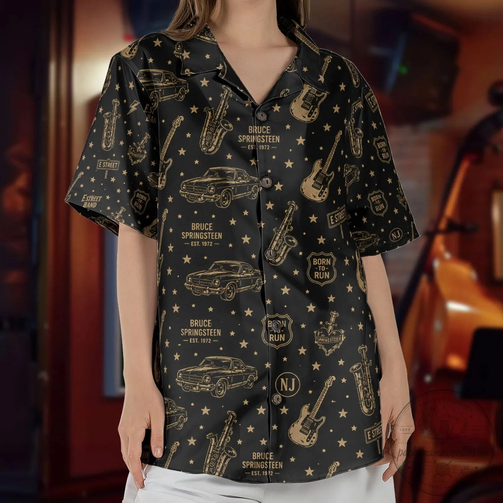 Hawaiian Shirt Featuring Bruce Springsteen's Born to Run Album Artwork 6 Hawaiian Shirt Featuring Bruce Springsteen