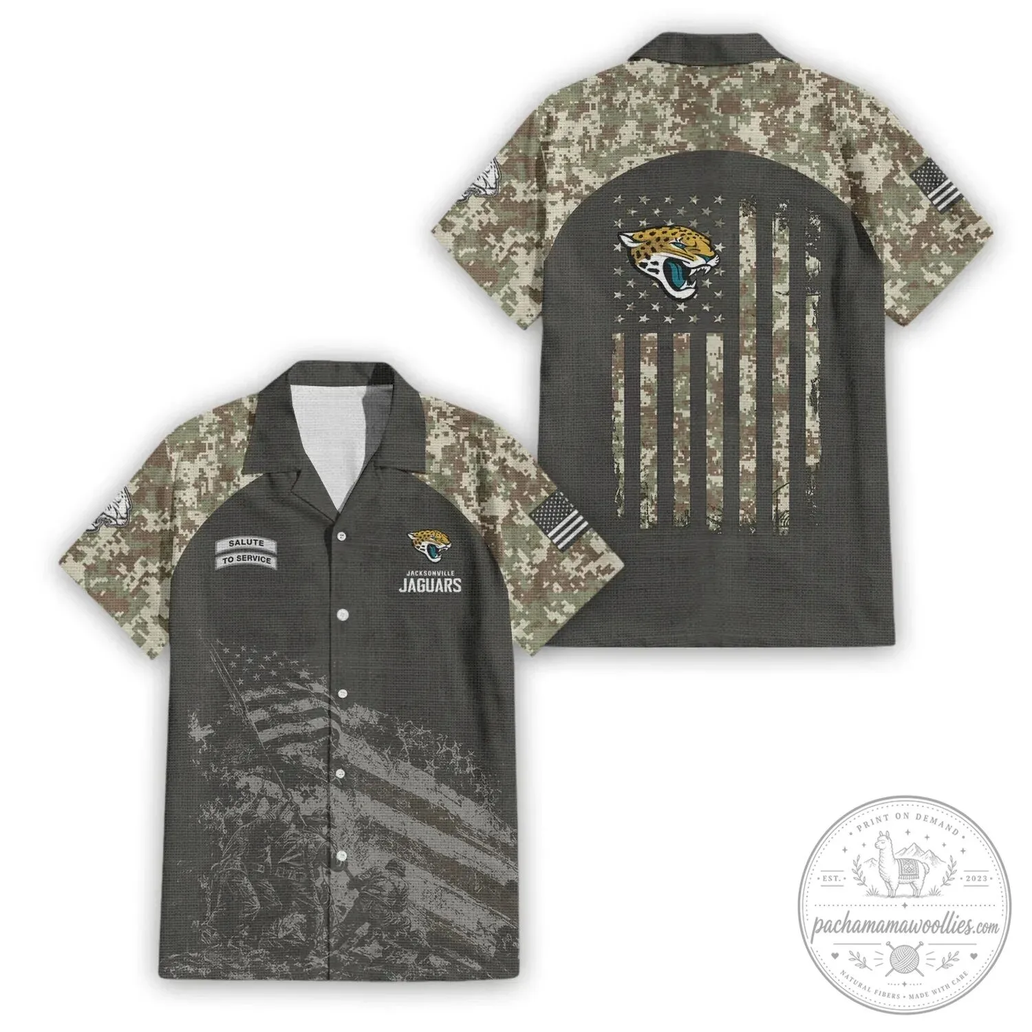 Hawaiian Shirt featuring American Flag for Jacksonville Jaguars Salute To Service