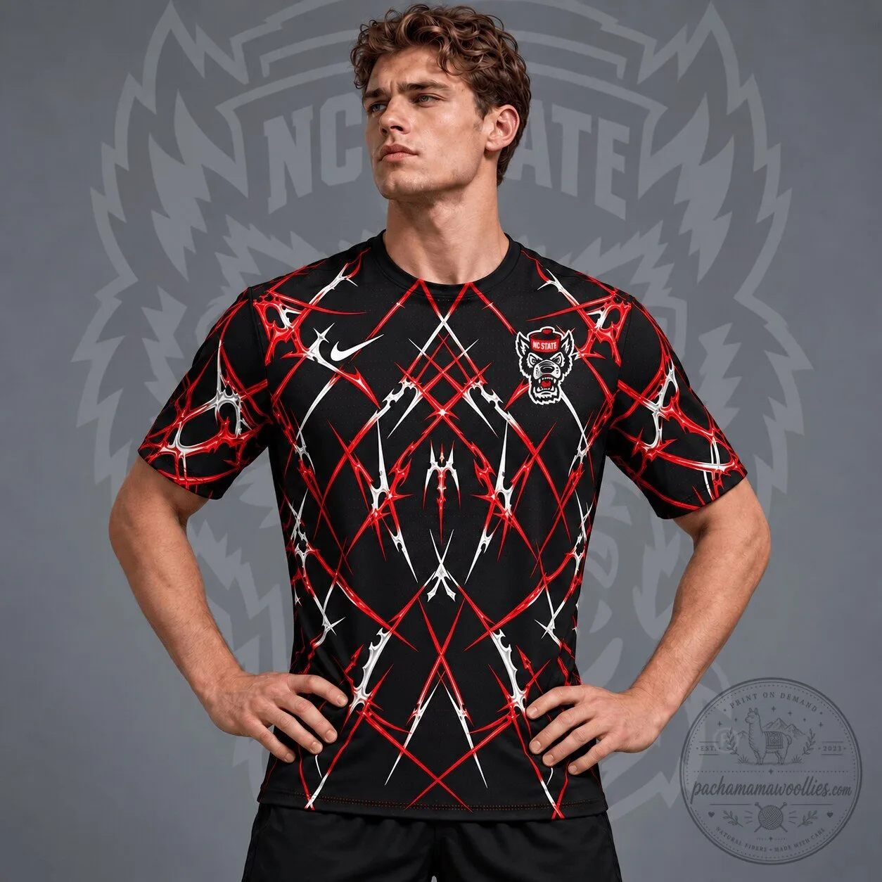 North Carolina State Wolfpack Razor Web Performance Crewneck T-Shirt