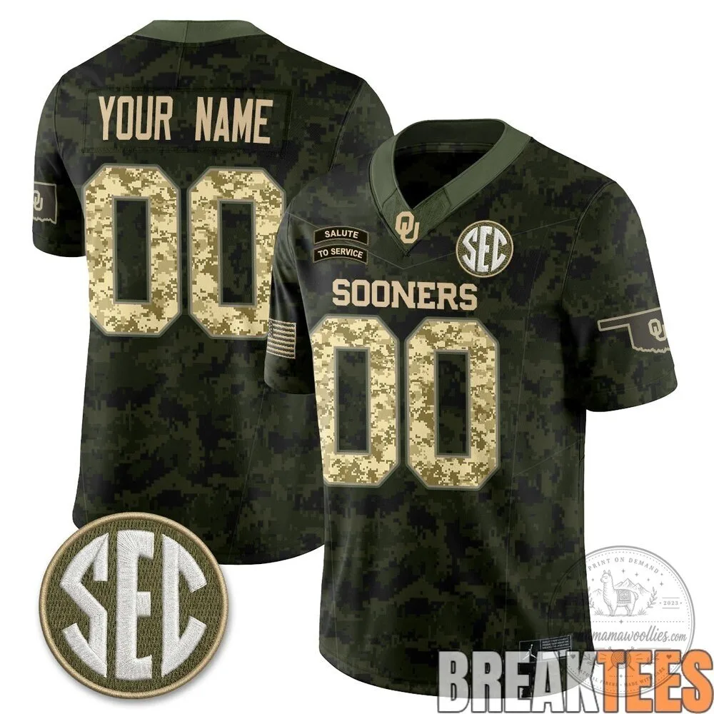 Custom Football Jersey for Oklahoma Sooners Salute To Service 6 Custom Football Jersey for Oklahoma Sooners Salute To Service