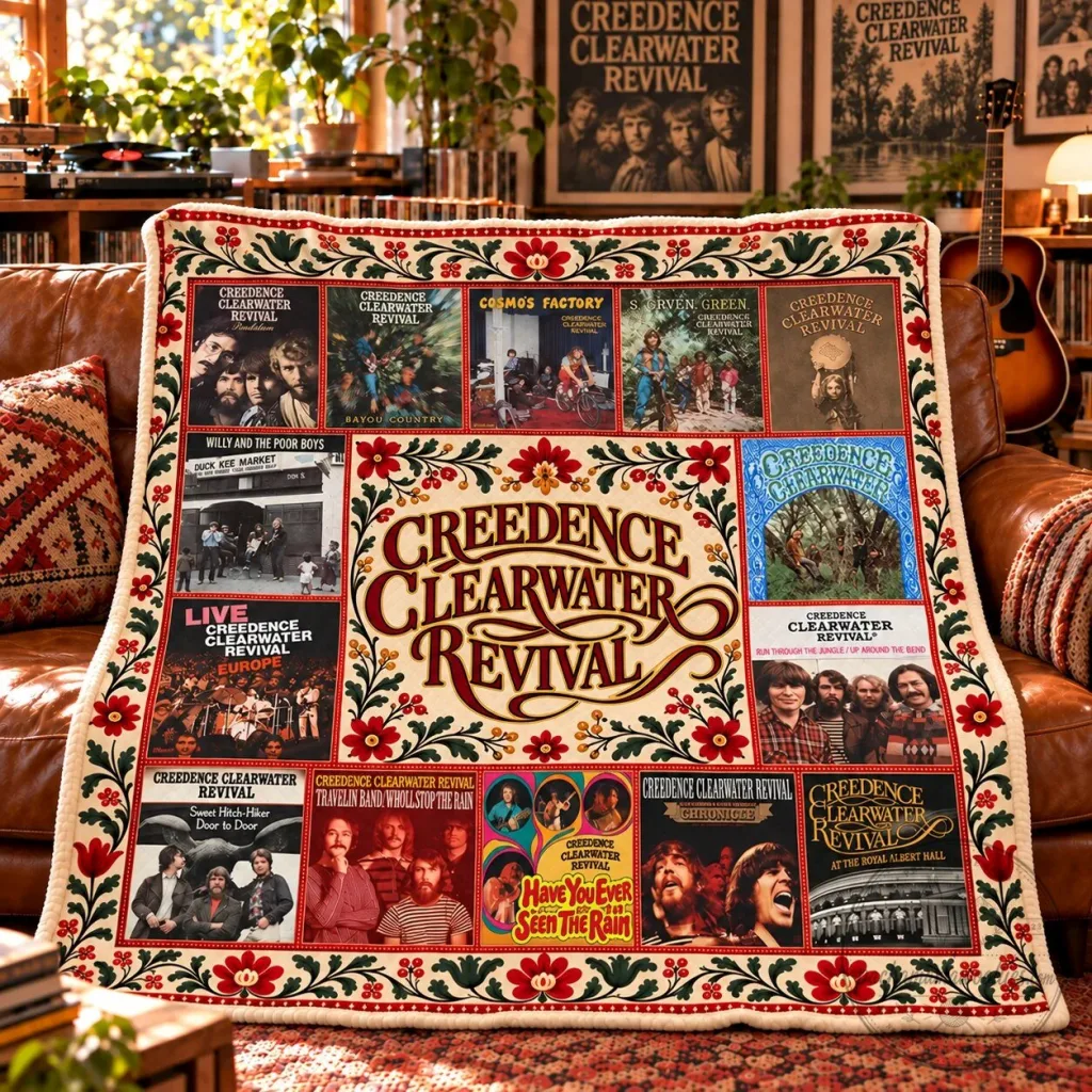 Creedence Clearwater Revival Album Covers Collage Sherpa Fleece Blanket Creedence Clearwater Revival Album Covers Collage Sherpa Fleece Blanket