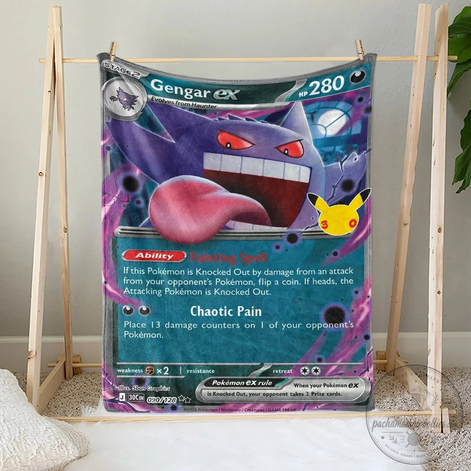 Pokemon Gengar EX Trading Card Game Fleece Blanket 3 Pokemon Gengar EX Trading Card Game Fleece Blanket