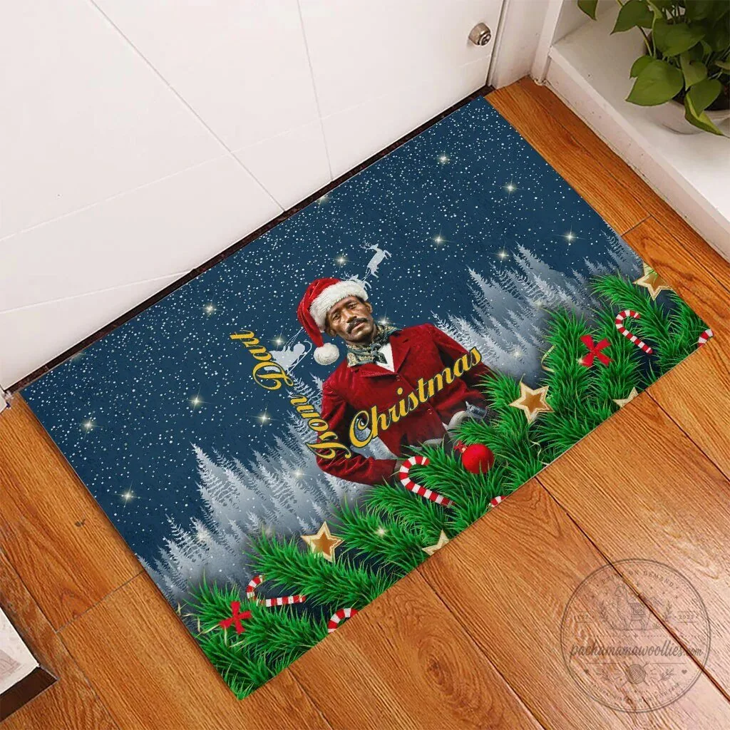 Isom Dart Christmas Black Cowboy Santa Western Snow Winter Doormat 5 Isom Dart Christmas Black Cowboy Santa Western Snow Winter Doormat