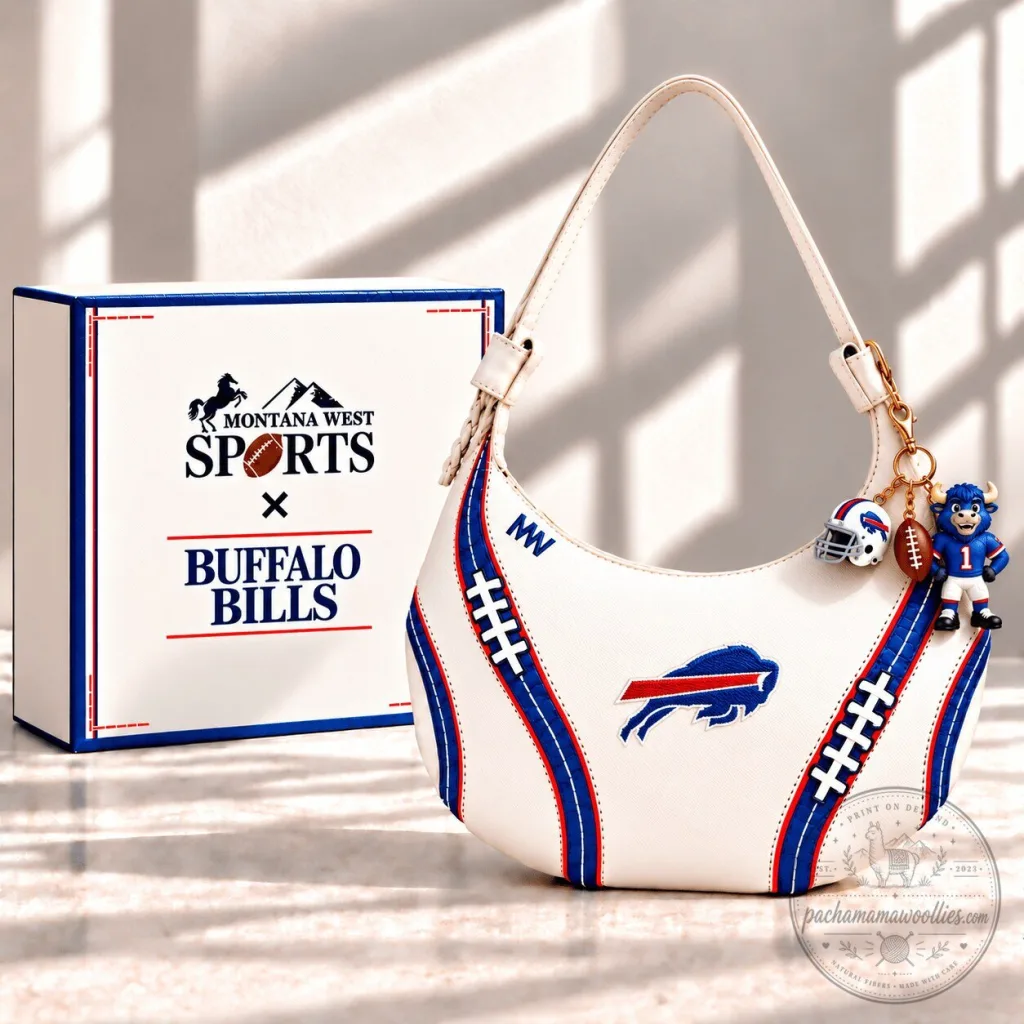 Buffalo Bills Football Team Premium Hobo Shoulder Bag with Keychain Charm Buffalo Bills Football Team Premium Hobo Shoulder Bag with Keychain Charm