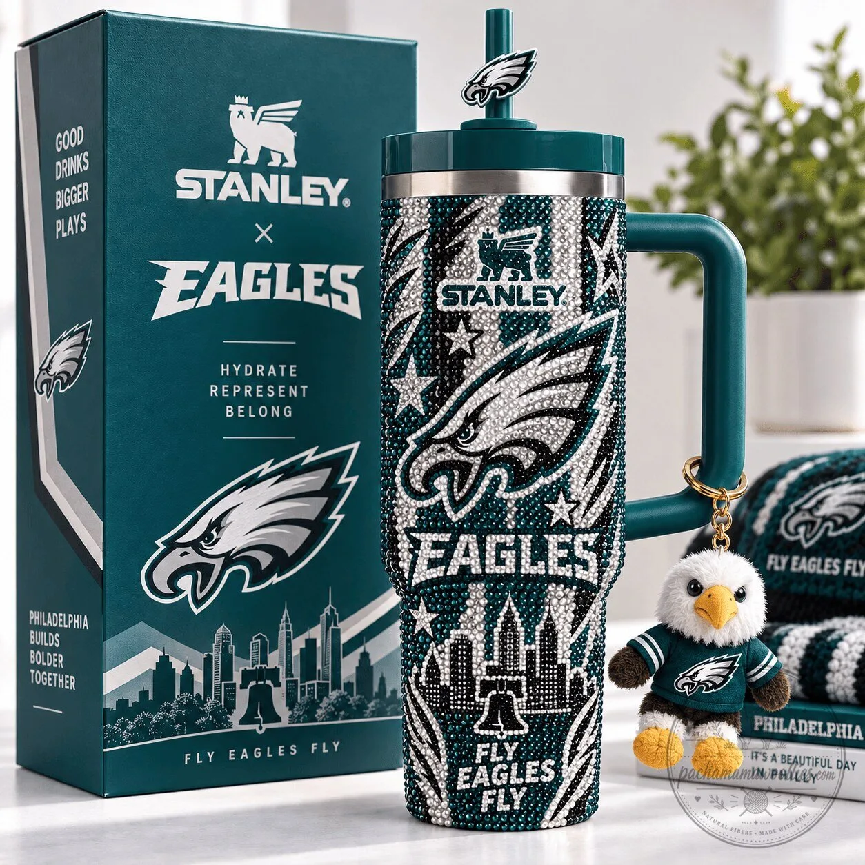 Philadelphia Eagles Stanley 40 Ounce Rhinestone Tumbler with Handle