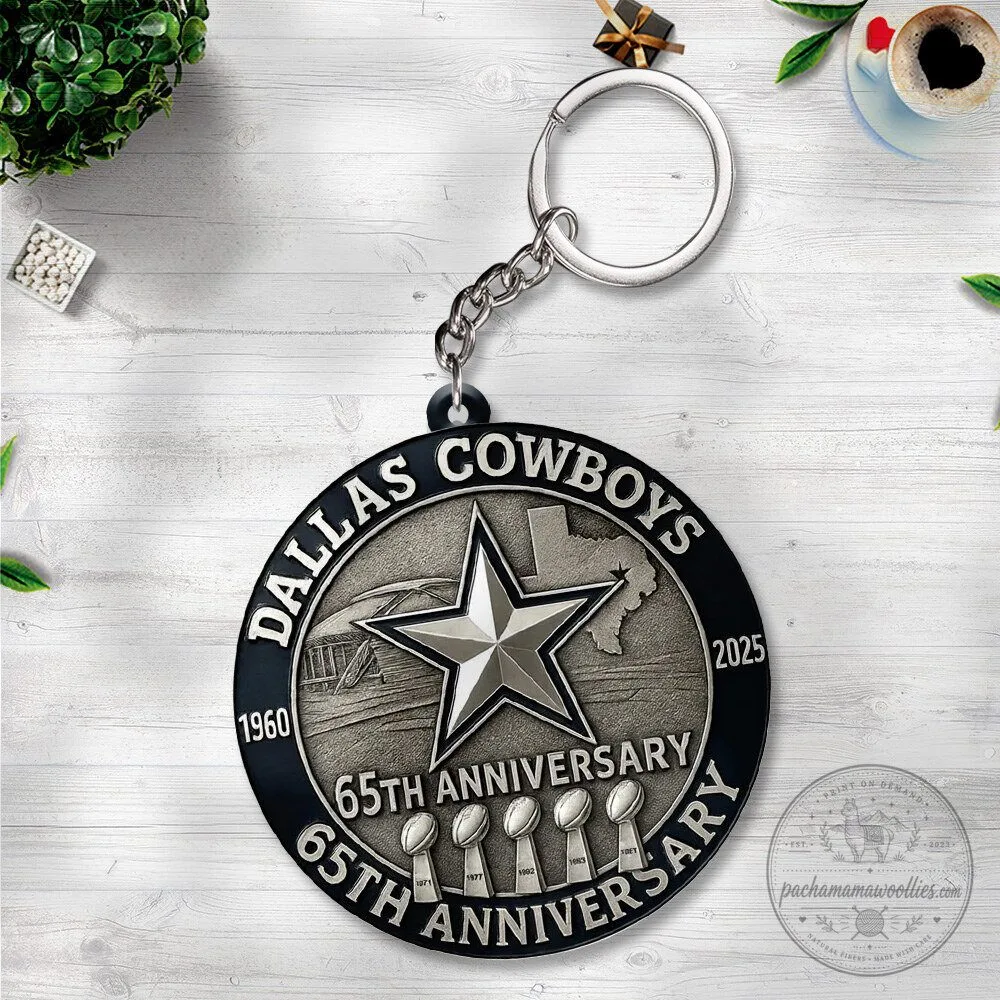 Dallas Cowboys 65th Anniversary Football Team Logo Commemorative Keychain