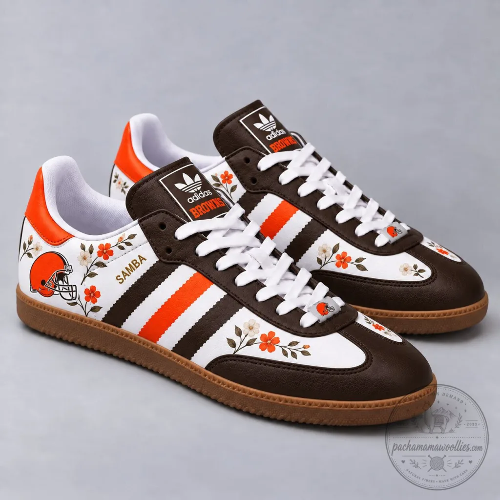 Cleveland Browns Football Team Floral Pattern Samba Shoes Cleveland Browns Football Team Floral Pattern Samba Shoes