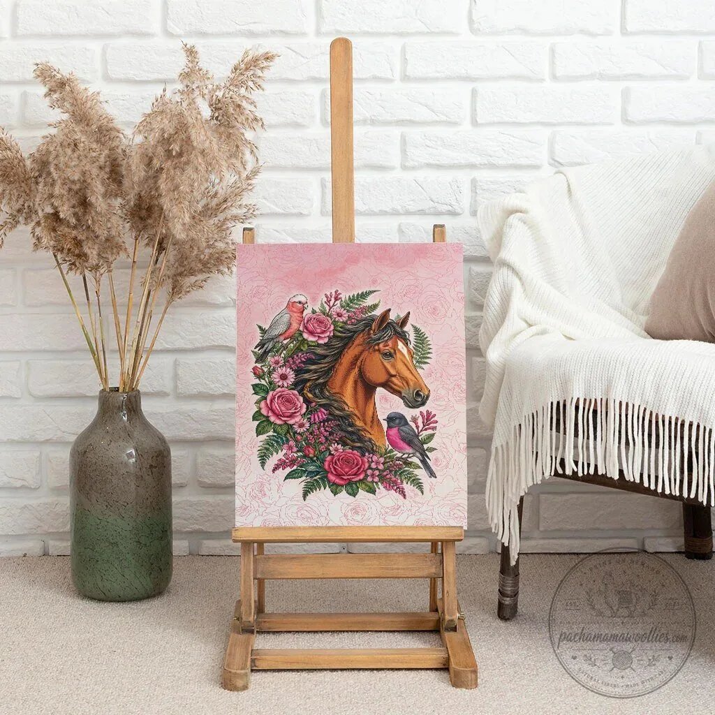 Beautiful Horse and Birds Pink Rose Wreath Floral Wall Art Canvas 9 Beautiful Horse and Birds Pink Rose Wreath Floral Wall Art Canvas