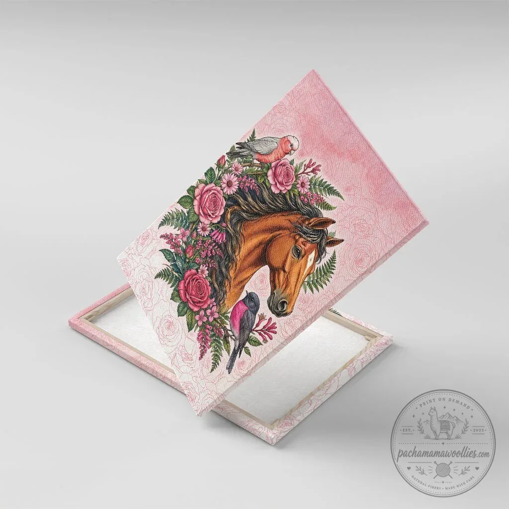 Beautiful Horse and Birds Pink Rose Wreath Floral Wall Art Canvas 10 Beautiful Horse and Birds Pink Rose Wreath Floral Wall Art Canvas