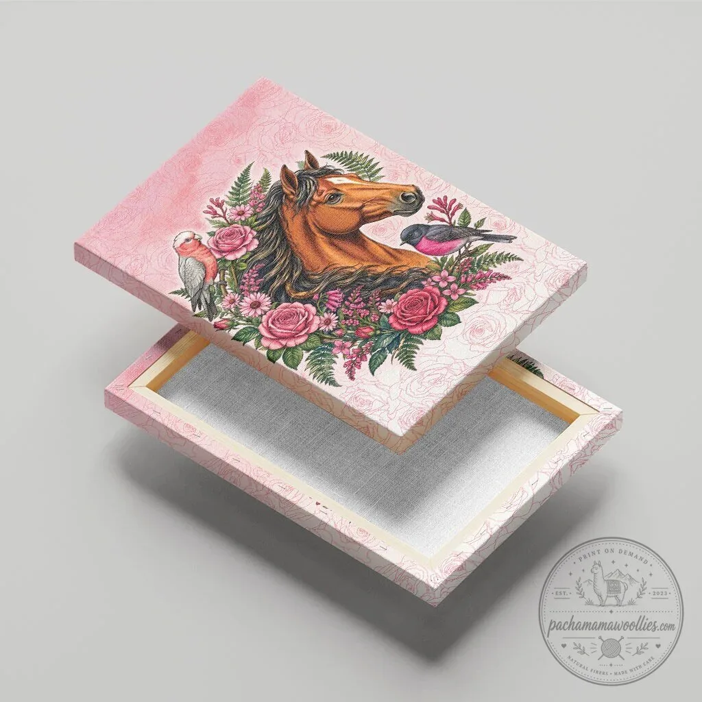 Beautiful Horse and Birds Pink Rose Wreath Floral Wall Art Canvas 12 Beautiful Horse and Birds Pink Rose Wreath Floral Wall Art Canvas