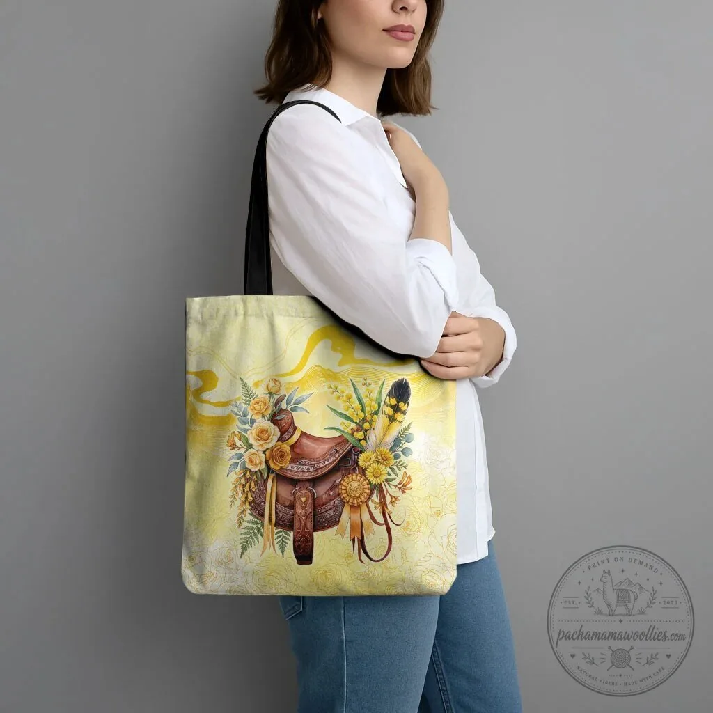 Yellow Rose and Wattle Flowers Horse Saddle Floral Tote Bag 7 Yellow Rose and Wattle Flowers Horse Saddle Floral Tote Bag