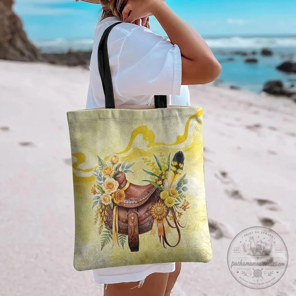 Yellow Rose and Wattle Flowers Horse Saddle Floral Tote Bag 8 Yellow Rose and Wattle Flowers Horse Saddle Floral Tote Bag