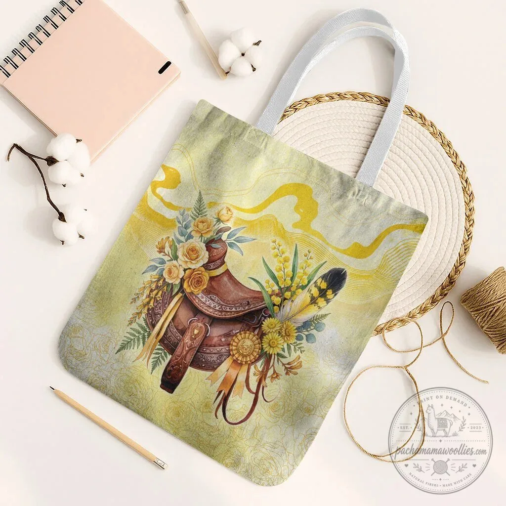 Yellow Rose and Wattle Flowers Horse Saddle Floral Tote Bag 9 Yellow Rose and Wattle Flowers Horse Saddle Floral Tote Bag