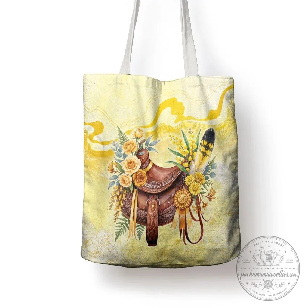 Yellow Rose and Wattle Flowers Horse Saddle Floral Tote Bag 10 Yellow Rose and Wattle Flowers Horse Saddle Floral Tote Bag
