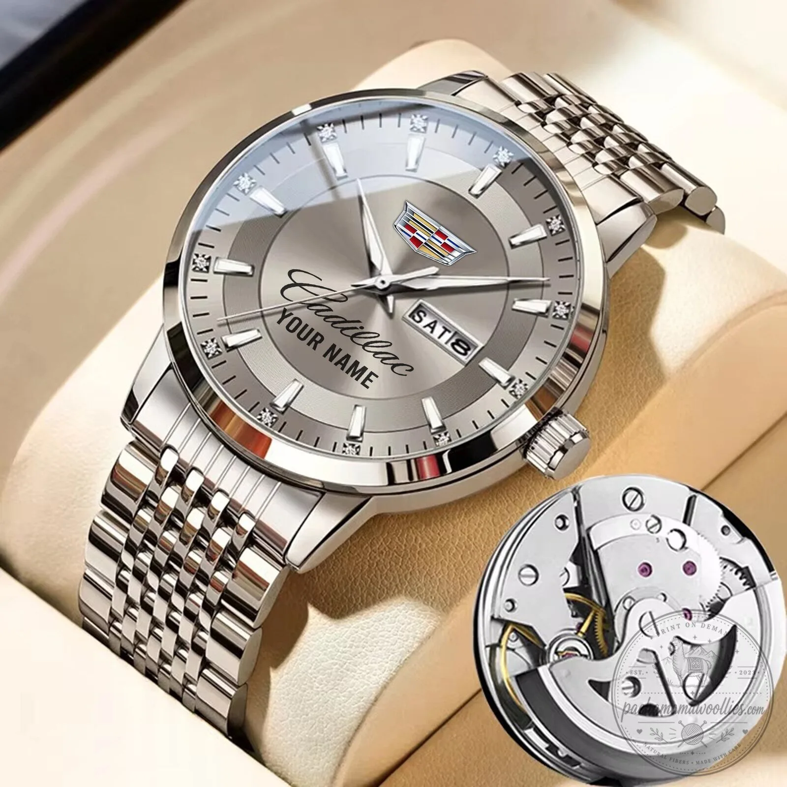 Cadillac Custom Name Silver Stainless Steel Quartz Watch