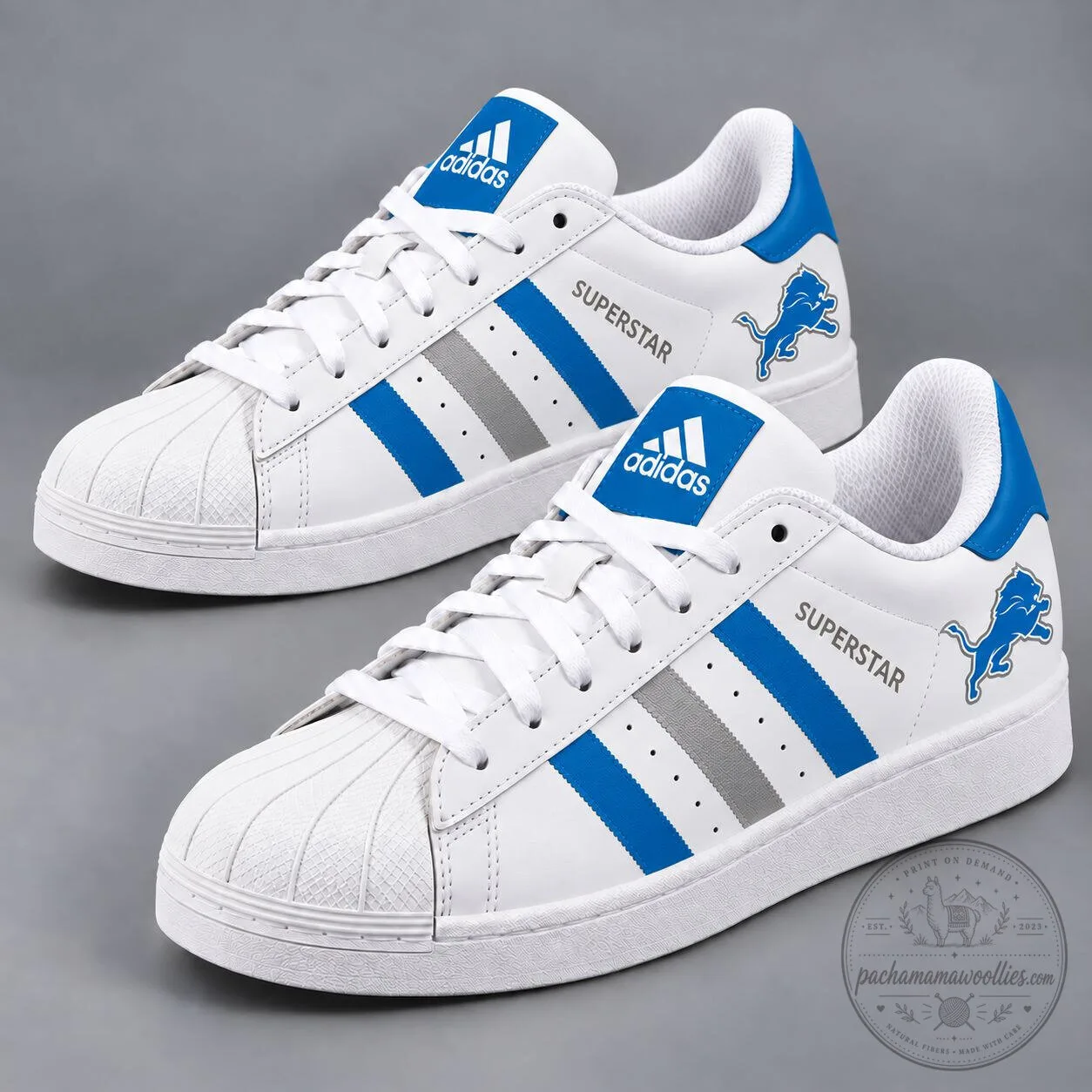 Detroit Lions National Football League Team Logo White and Blue Sneakers 1 Detroit Lions National Football League Team Logo White and Blue Sneakers