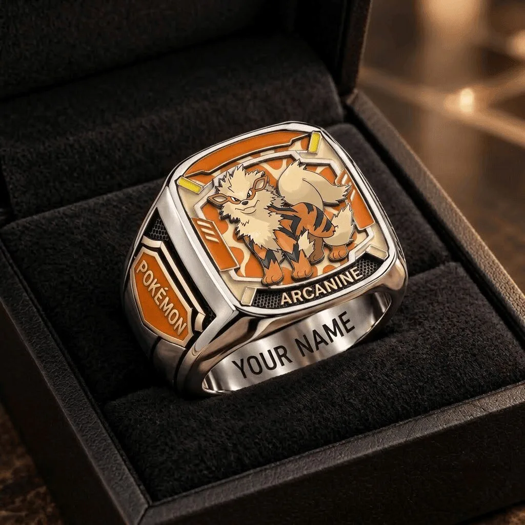 Pokemon Arcanine Custom Engraved Stainless Steel Fan Ring