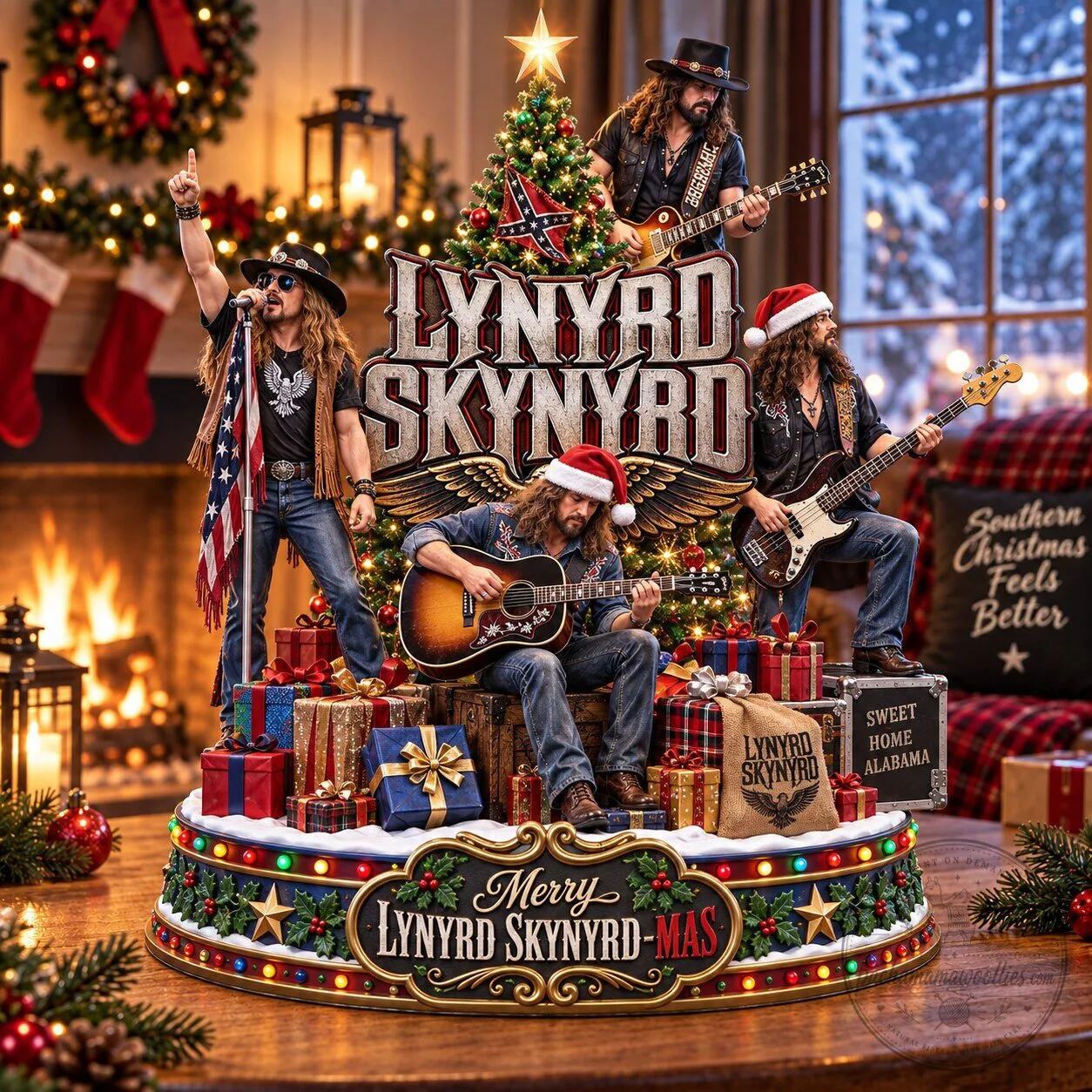 Lynyrd Skynyrd Christmas Holiday Musical Band Figurine Decoration