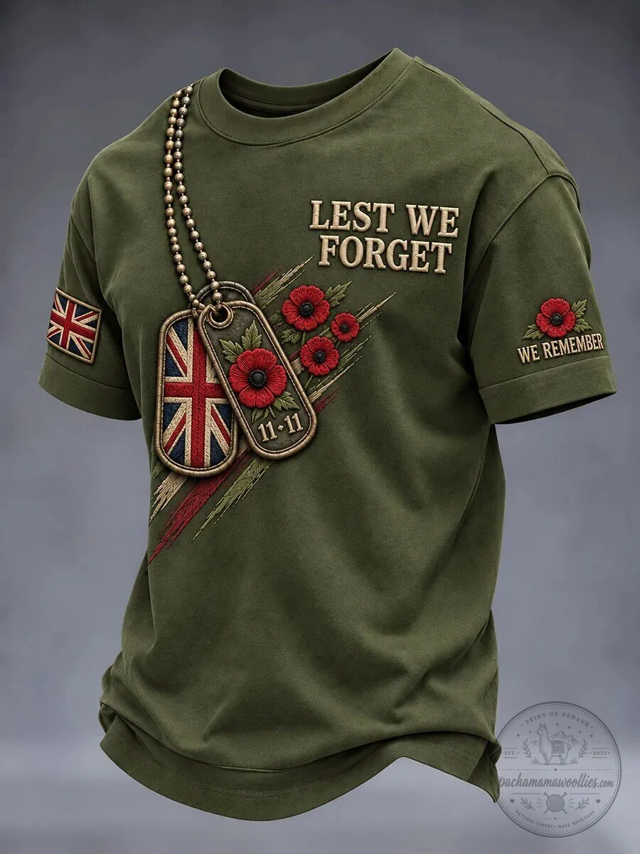 Lest We Forget Remembrance Day British Flag Poppy Flower Military Green T-Shirt 1 Lest We Forget Remembrance Day British Flag Poppy Flower Military Green T-Shirt