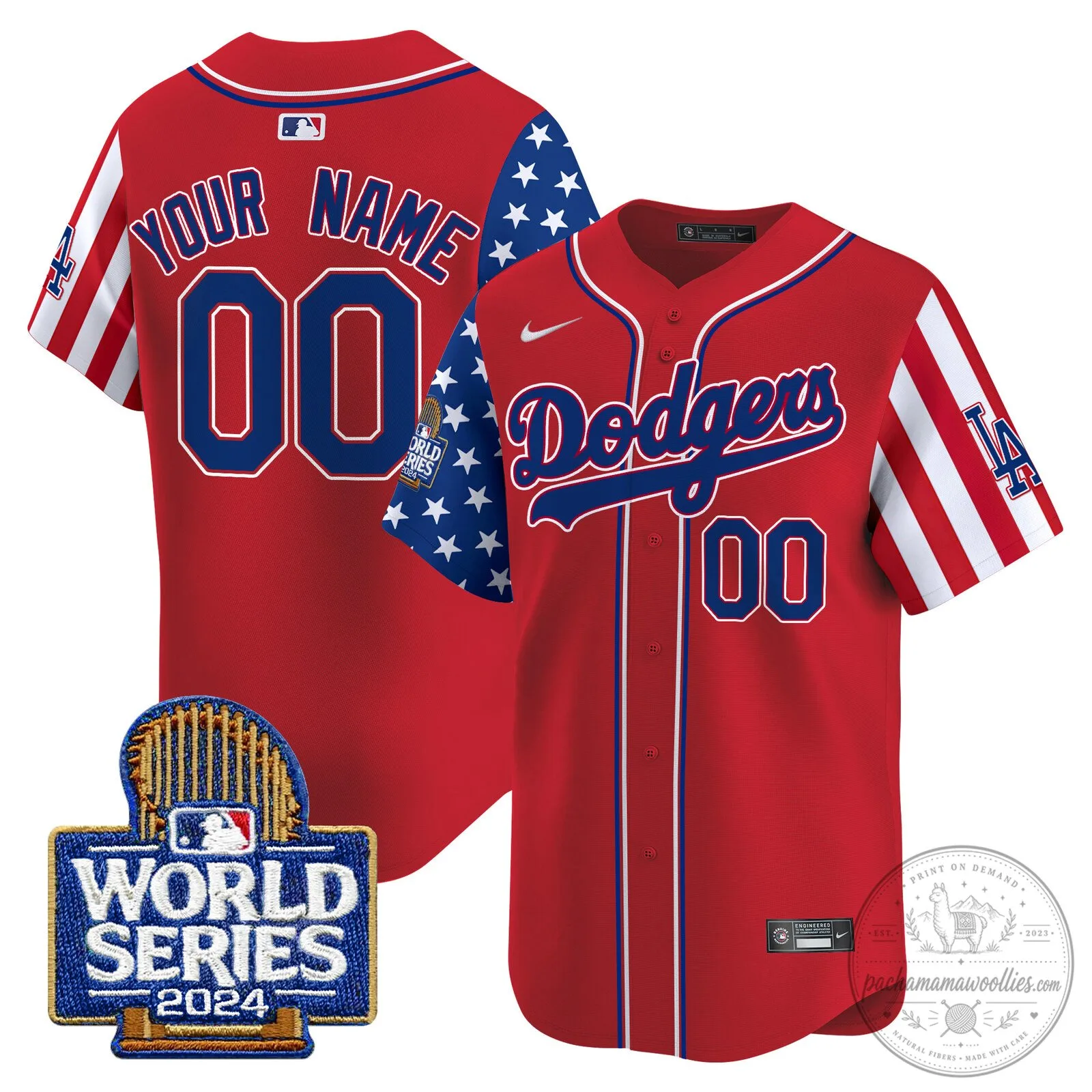 Los Angeles Dodgers 2024 World Series American Flag Baseball Jersey 7 Los Angeles Dodgers 2024 World Series American Flag Baseball Jersey