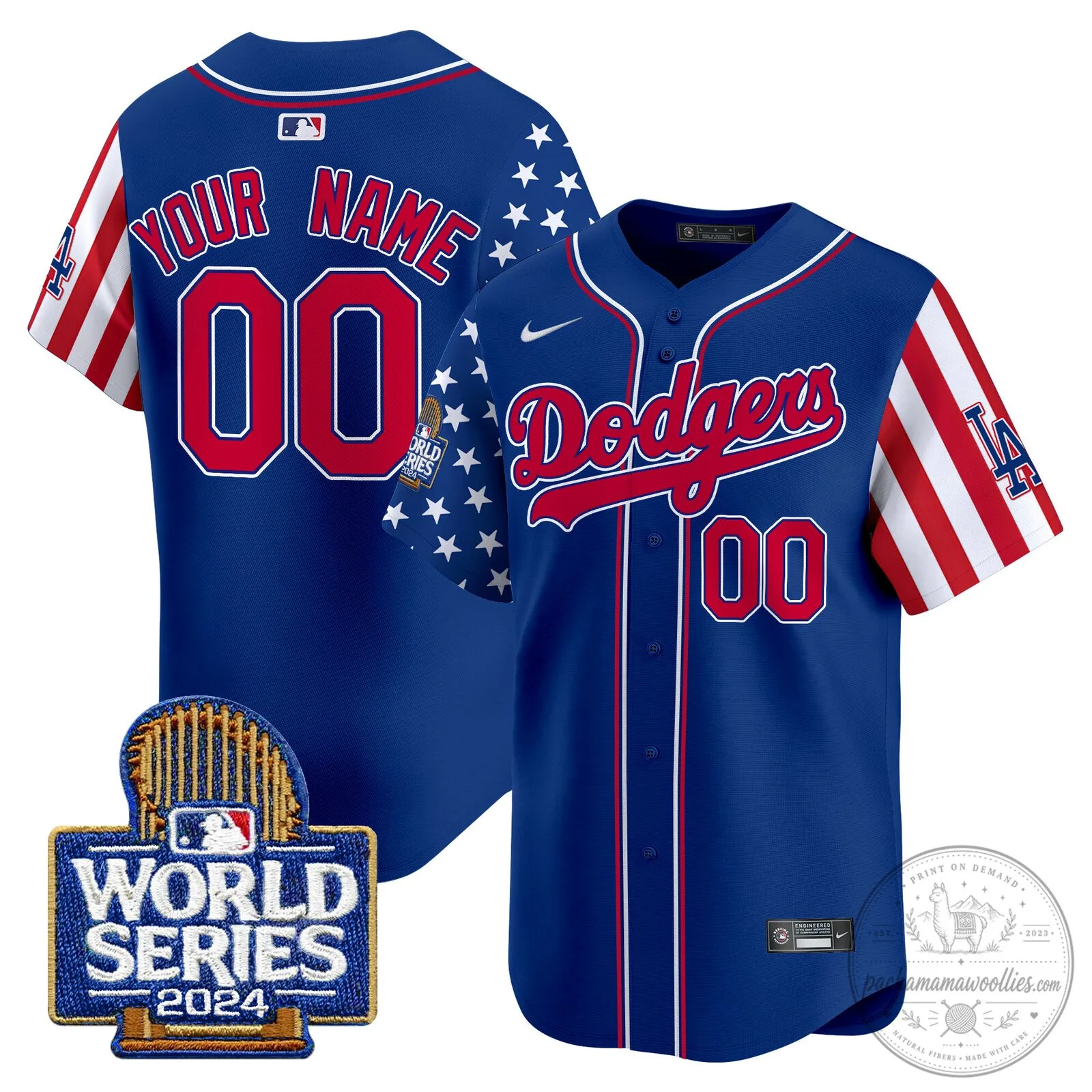 Los Angeles Dodgers 2024 World Series American Flag Baseball Jersey 8 Los Angeles Dodgers 2024 World Series American Flag Baseball Jersey
