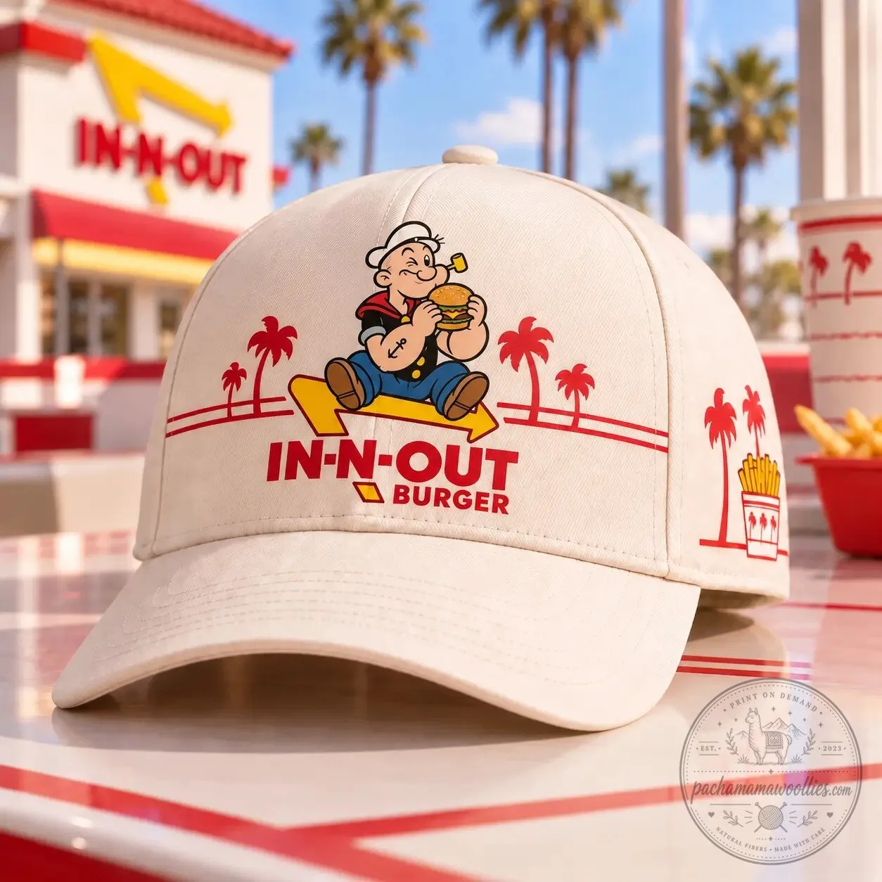 In-N-Out Burger Popeye The Sailor Man Eating Burger Cap Hat