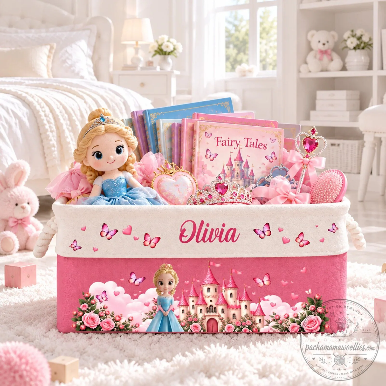 Personalized Princess Castle Storage Basket for Girls, Custom Name Toy Organizer Bin 9 Personalized Princess Castle Storage Basket for Girls, Custom Name Toy Organizer Bin
