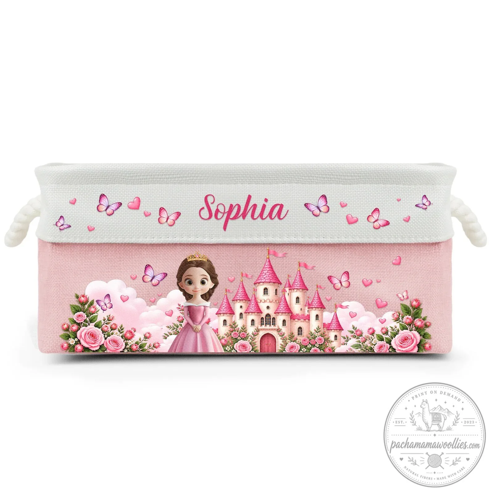 Personalized Princess Castle Storage Basket for Girls, Custom Name Toy Organizer Bin 12 Personalized Princess Castle Storage Basket for Girls, Custom Name Toy Organizer Bin