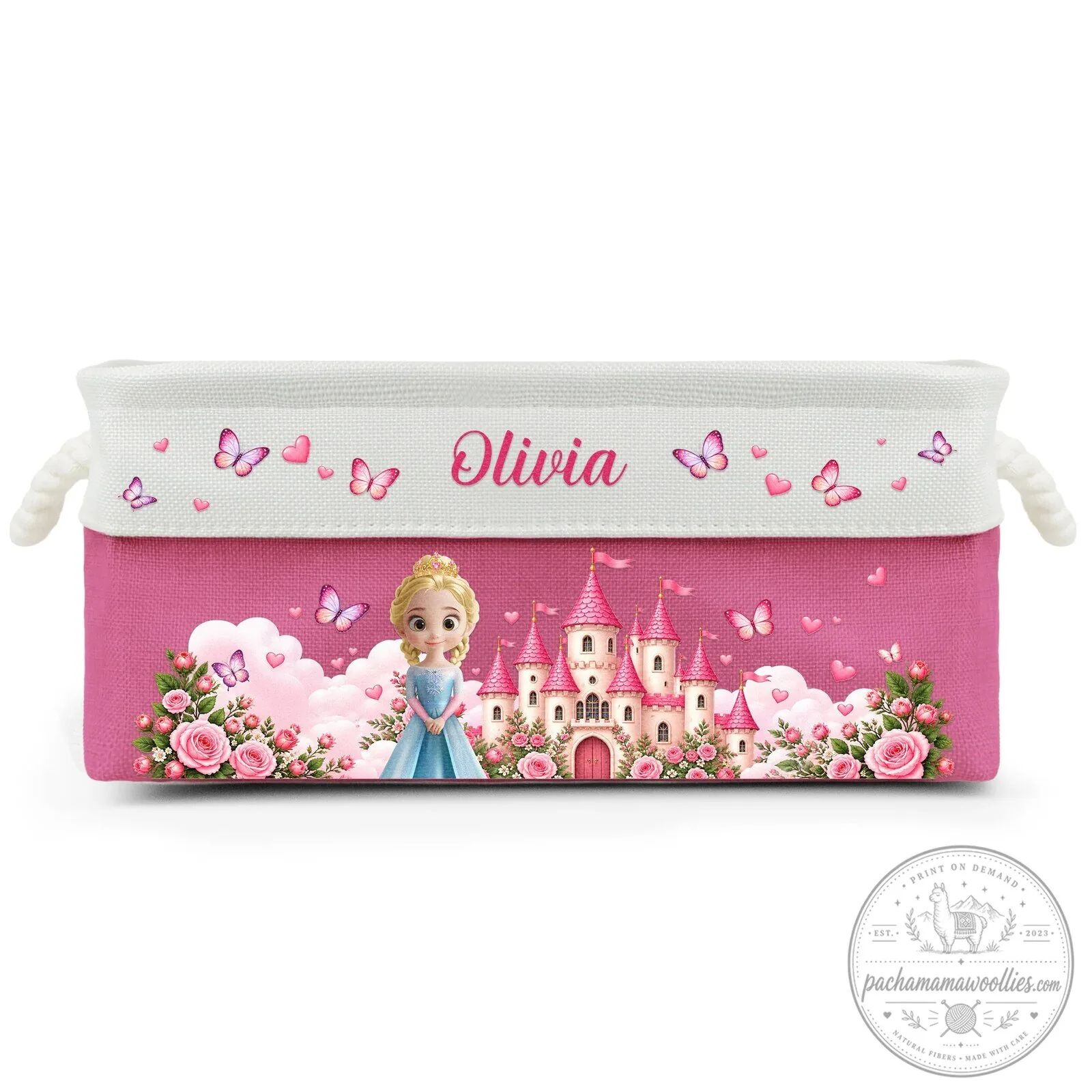 Personalized Princess Castle Storage Basket for Girls, Custom Name Toy Organizer Bin 13 Personalized Princess Castle Storage Basket for Girls, Custom Name Toy Organizer Bin