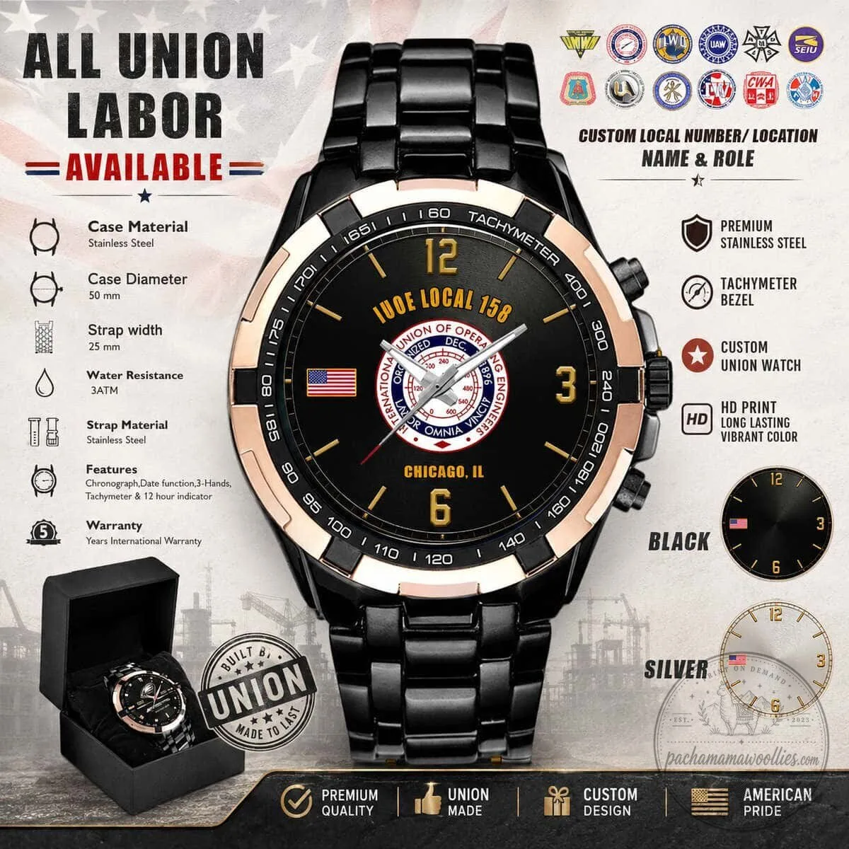 International Union of Operating Engineers Local 158 Custom Watch
