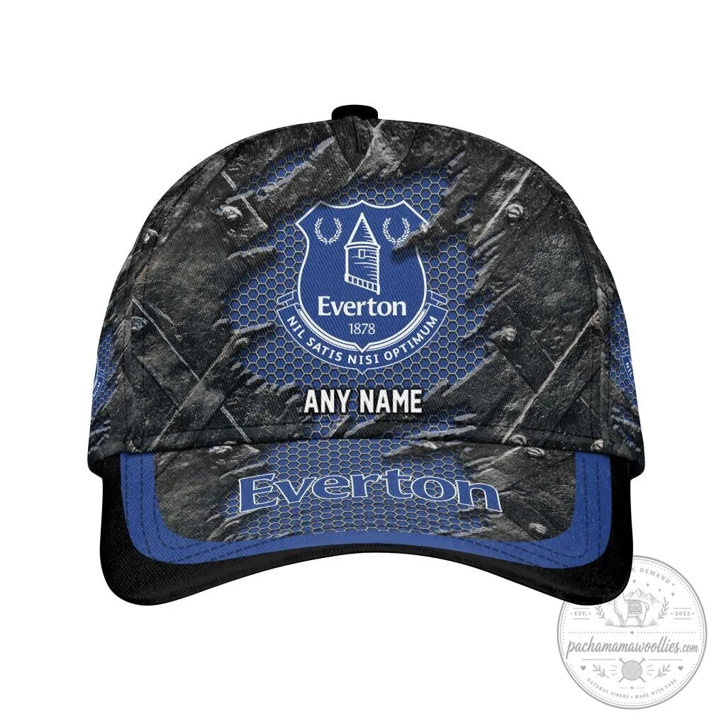 Everton Football Club Personalized Blue Hexagon Pattern Baseball Cap Hat