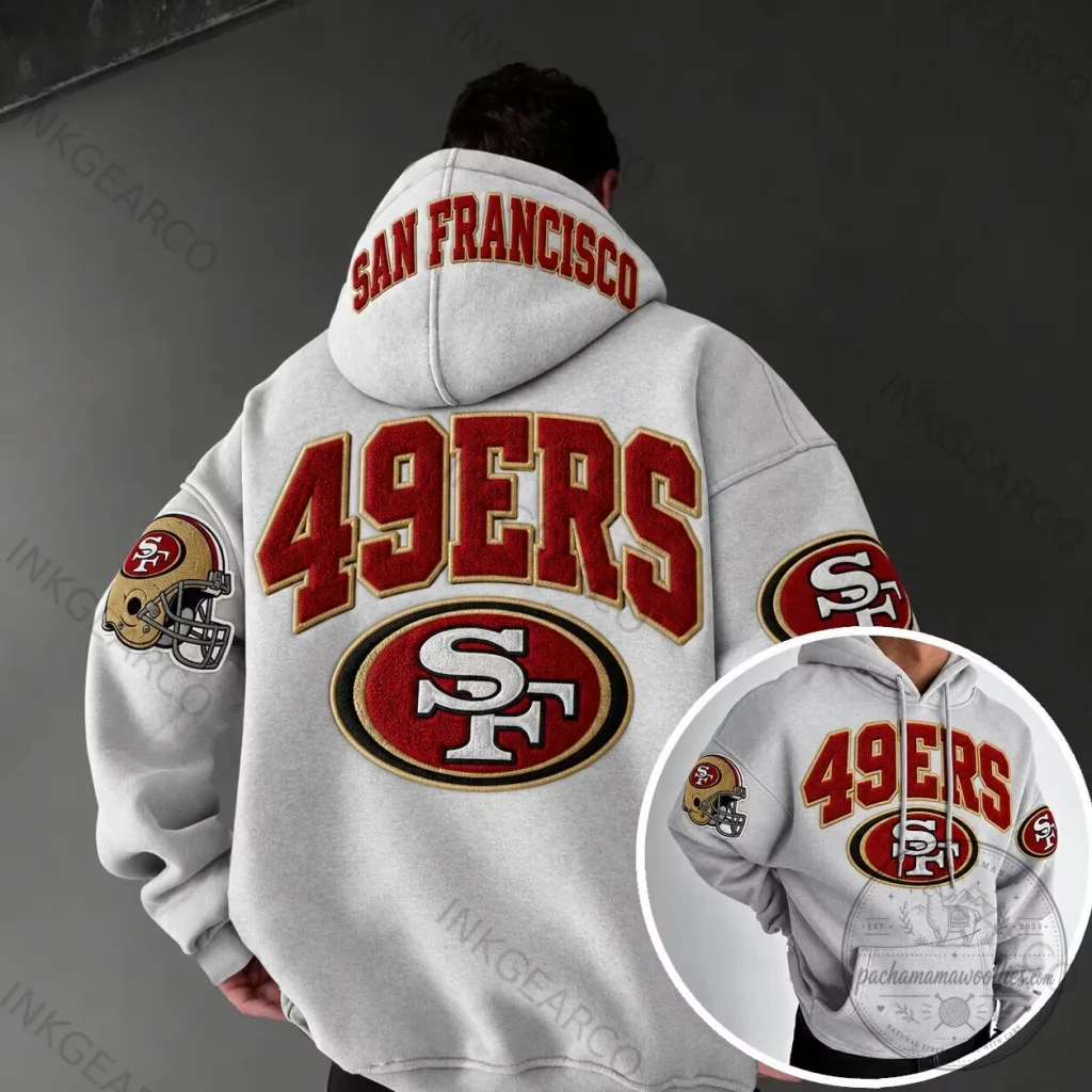 San Francisco 49ers NFL Football Team Logo Gray Pullover Hoodie San Francisco 49ers NFL Football Team Logo Gray Pullover Hoodie