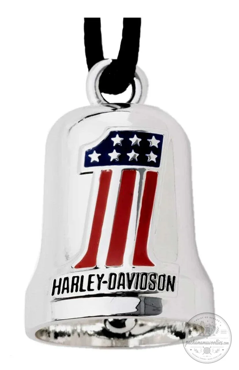 Harley-Davidson American Flag Number One Racing Logo Silver Ride Bell