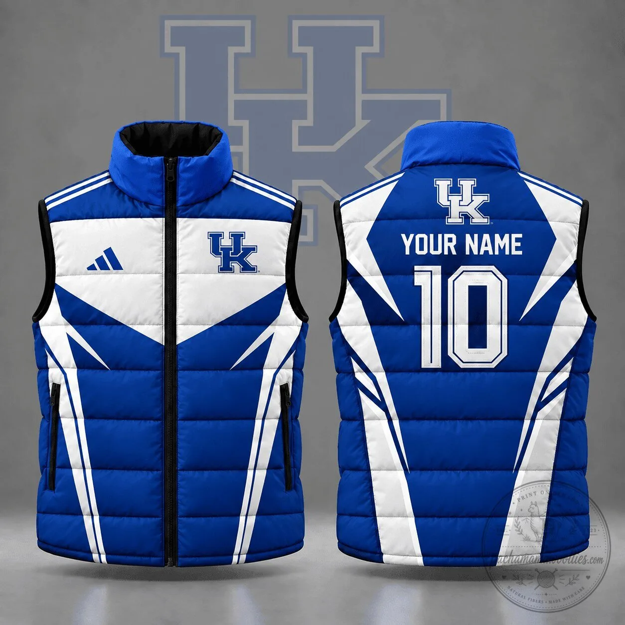 Kentucky Wildcats Custom Name and Number Geometric Colorblock Puffer Vest 1 Kentucky Wildcats Custom Name and Number Geometric Colorblock Puffer Vest